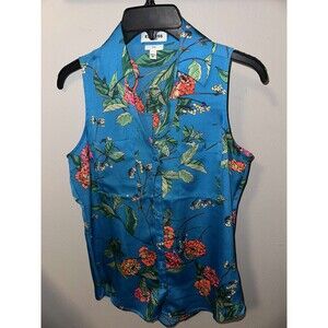 Express Portofino Slim Sleeveless Blouse – Floral Print – Size XS